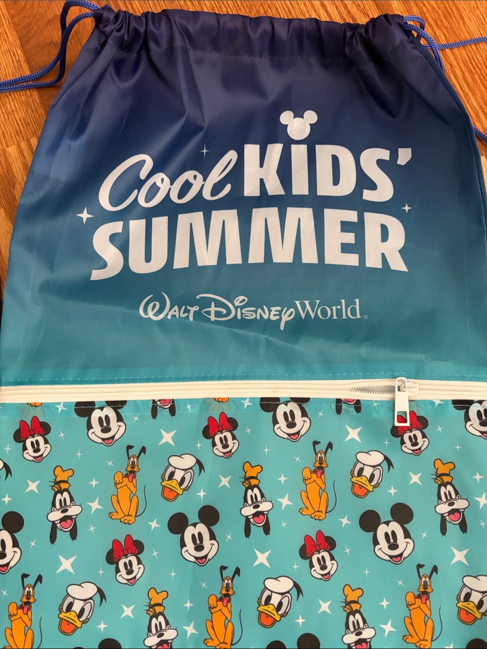 Disney Blue Teal "Cool Kids' Summer" Drawstring Bag